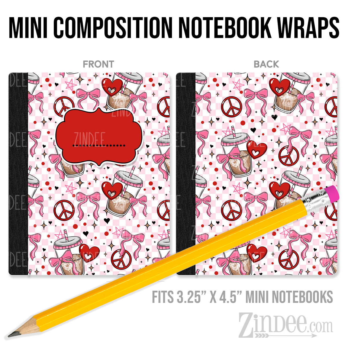 Pink Iced Coffee – Mini Composition Notebook Wrap (3.25" x 4.5") | Vinyl Notebook Cover