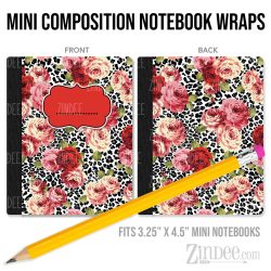 Floral Z14 – Mini Composition Notebook Wrap (3.25" x 4.5") | Vinyl Notebook Cover