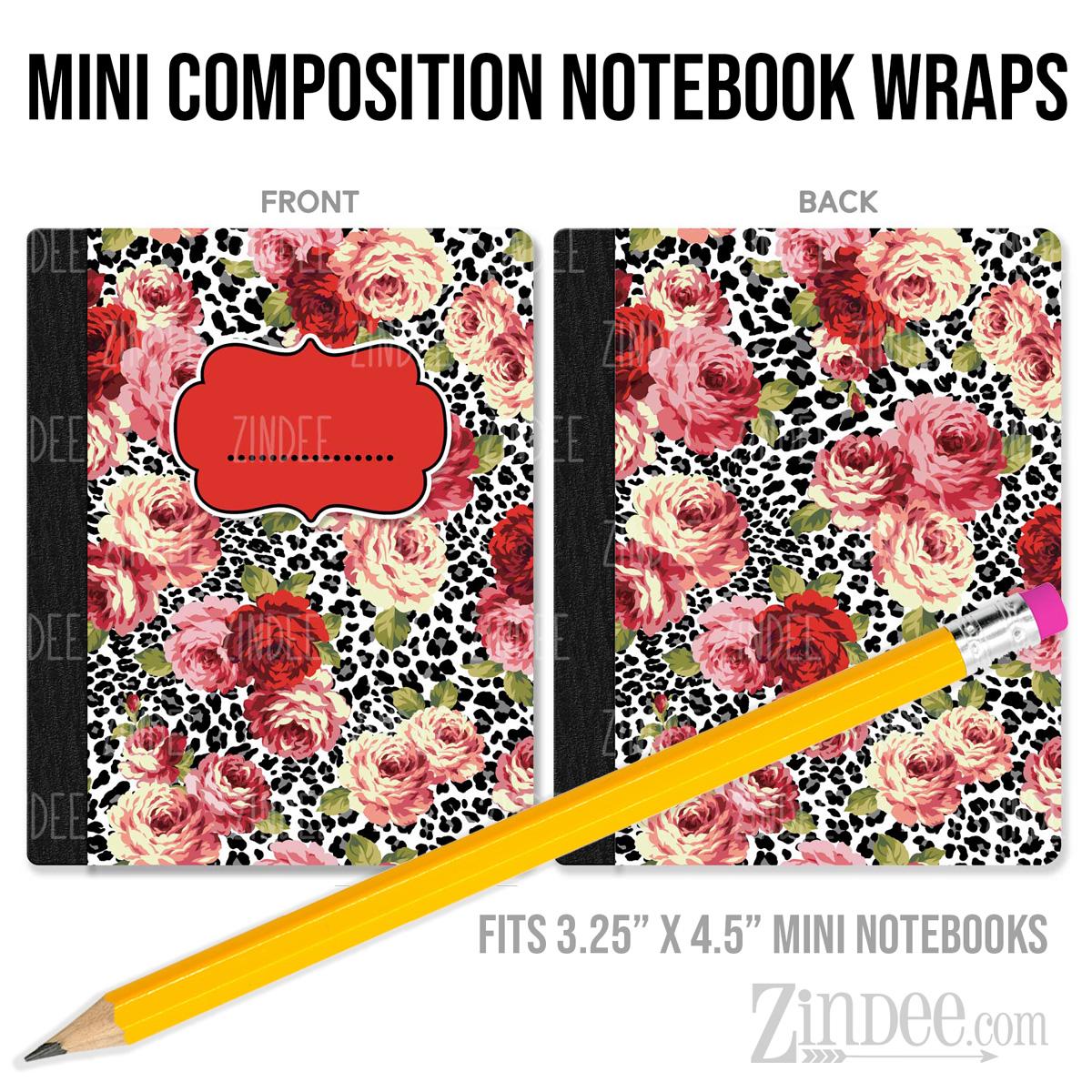 Floral Z14 – Mini Composition Notebook Wrap (3.25" x 4.5") | Vinyl Notebook Cover