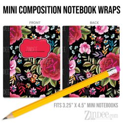 Floral Z19 – Mini Composition Notebook Wrap (3.25" x 4.5") | Vinyl Notebook Cover