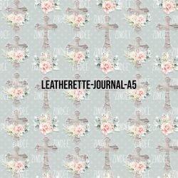 Light Rustic Floral Green Cross- Journal Size- A5 (Faux Leather)