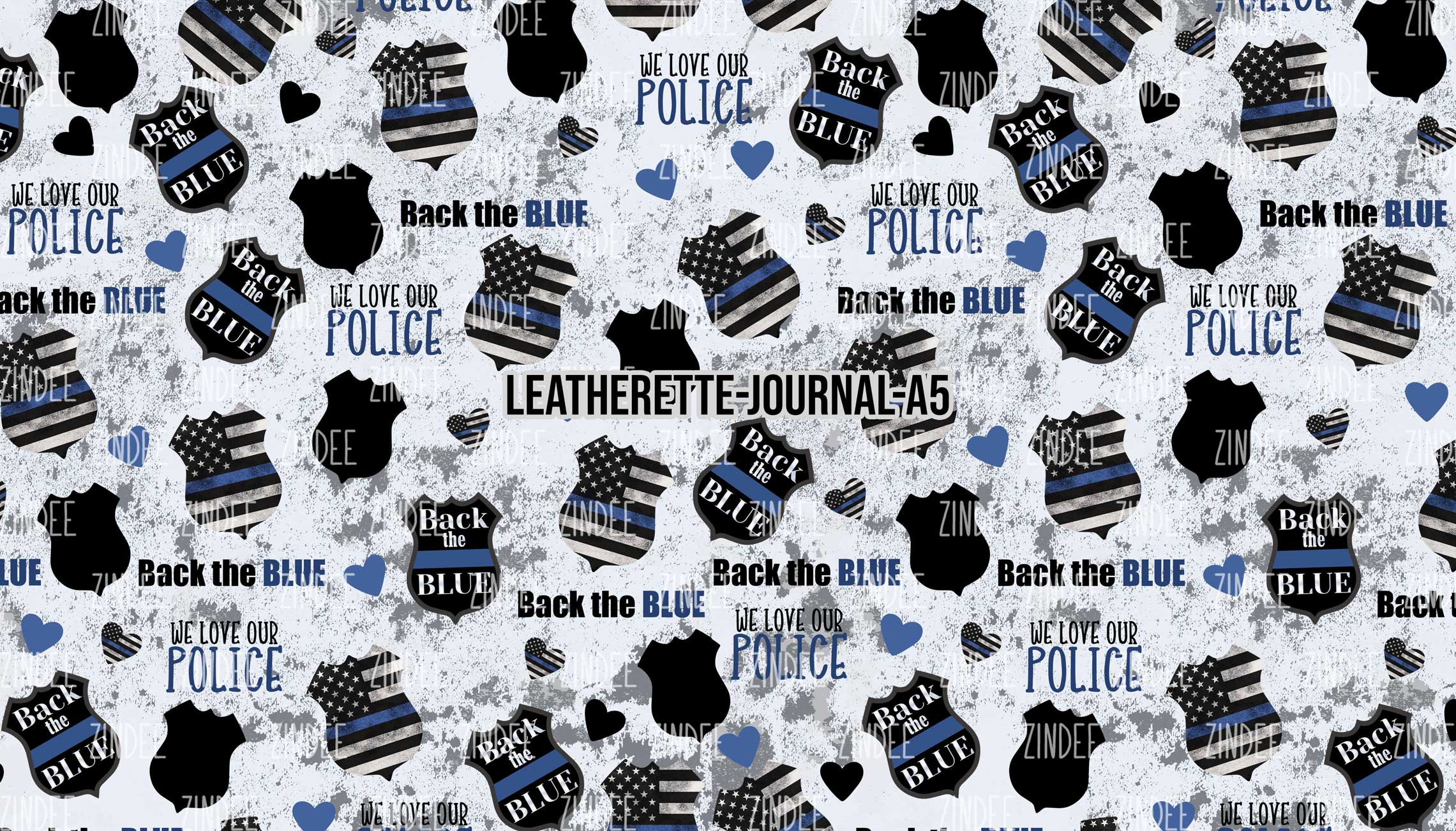Police Love Seamless - Journal Size- A5 (Faux Leather)
