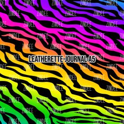 Rainbow Zebra- Journal Size- A5 (Faux Leather)