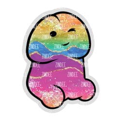 Sitting Peen (Rainbow Glitter Weenkie) – Acrylic Badge Reel Blank (2") No Hole | Optional Sticker or UV DTF