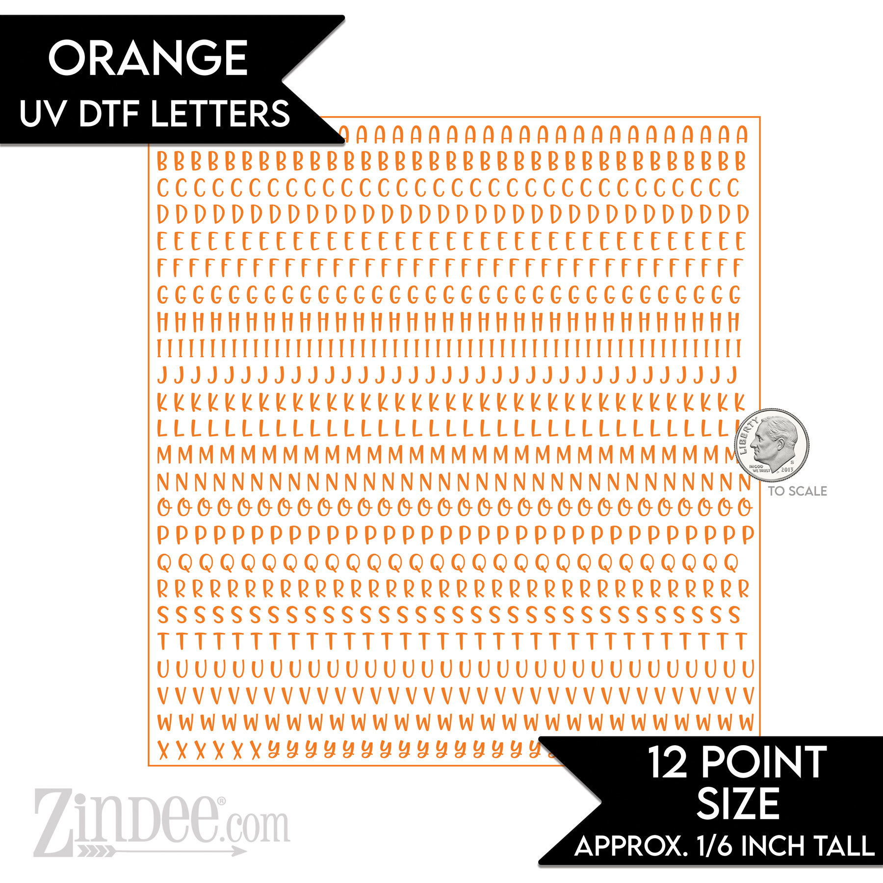 Orange Alphabet Letters – UV DTF (12pt) | A-Z Letter Decals