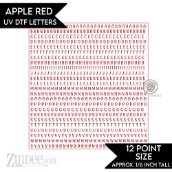 Apple Red Alphabet Letters – UV DTF (12pt) | A-Z Letter Decals