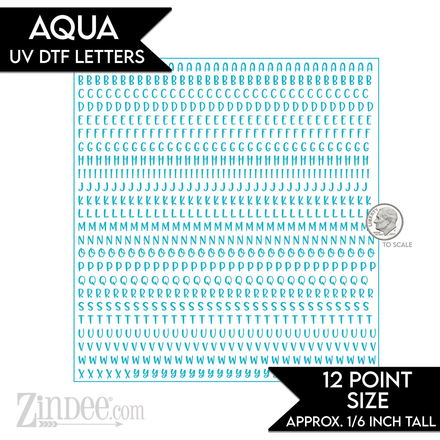 Aqua Alphabet Letters – UV DTF (12pt) | A-Z Letter Decals