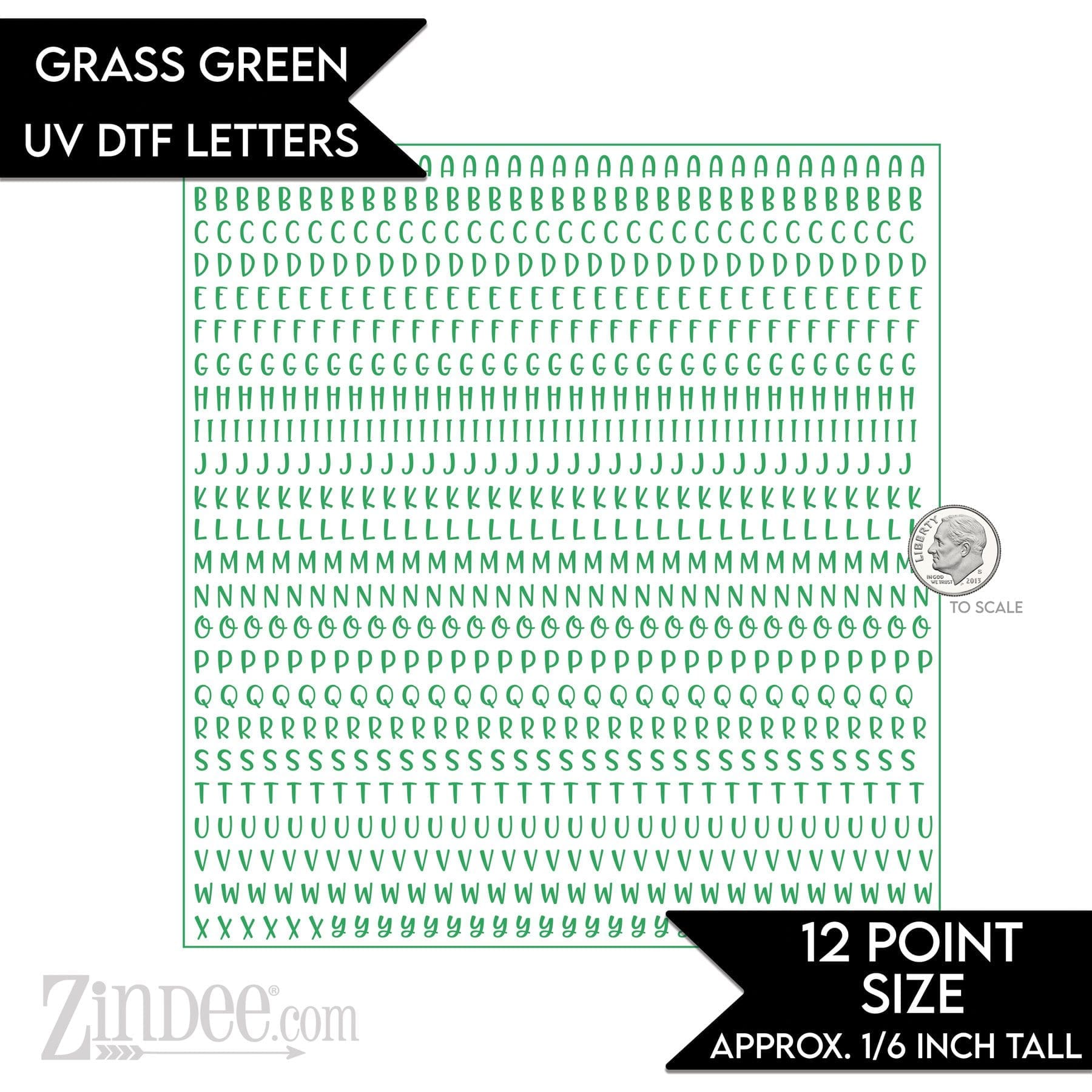 Grass Green Alphabet Letters – UV DTF (12pt) | A-Z Letter Decals