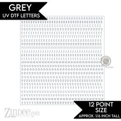 Grey Alphabet Letters – UV DTF (12pt) | A-Z Letter Decals