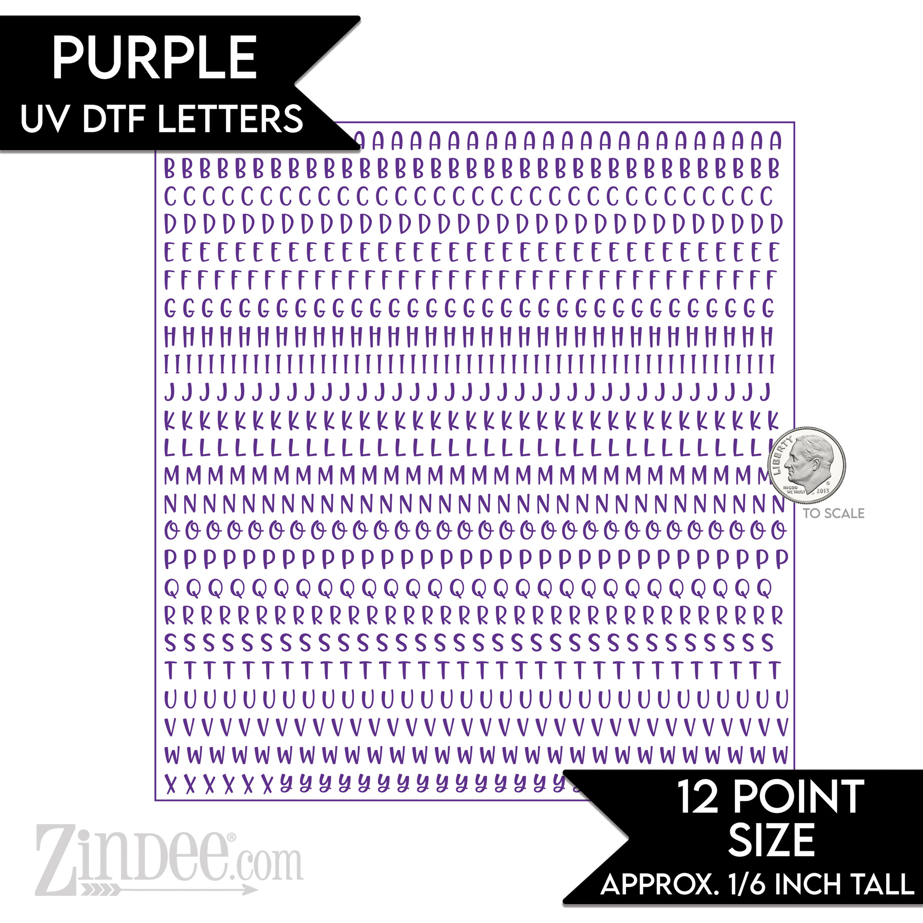 Purple Alphabet Letters – UV DTF (12pt) | A-Z Letter Decals