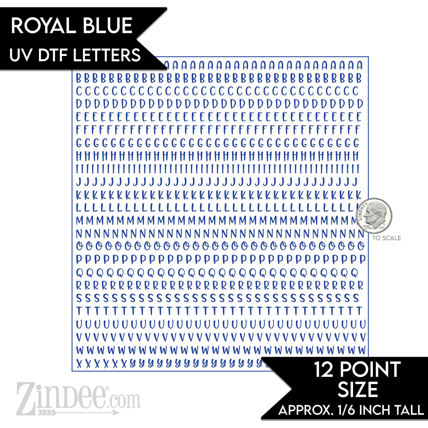 Royal Blue Alphabet Letters – UV DTF (12pt) | A-Z Letter Decals