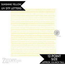 Sunshine Yellow Alphabet Letters – UV DTF (12pt) | A-Z Letter Decals