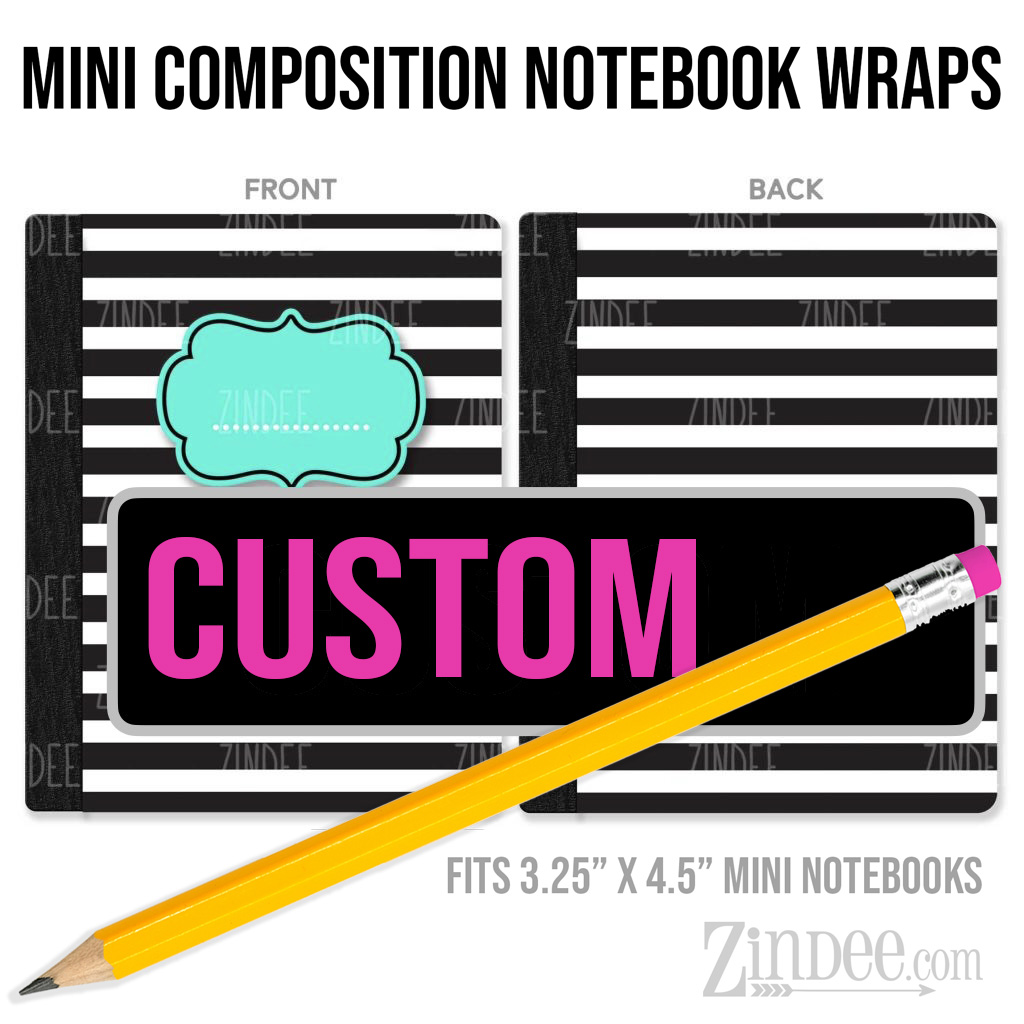 Custom – Mini Composition Notebook Wrap (3.25″ x 4.5″) | Vinyl Notebook