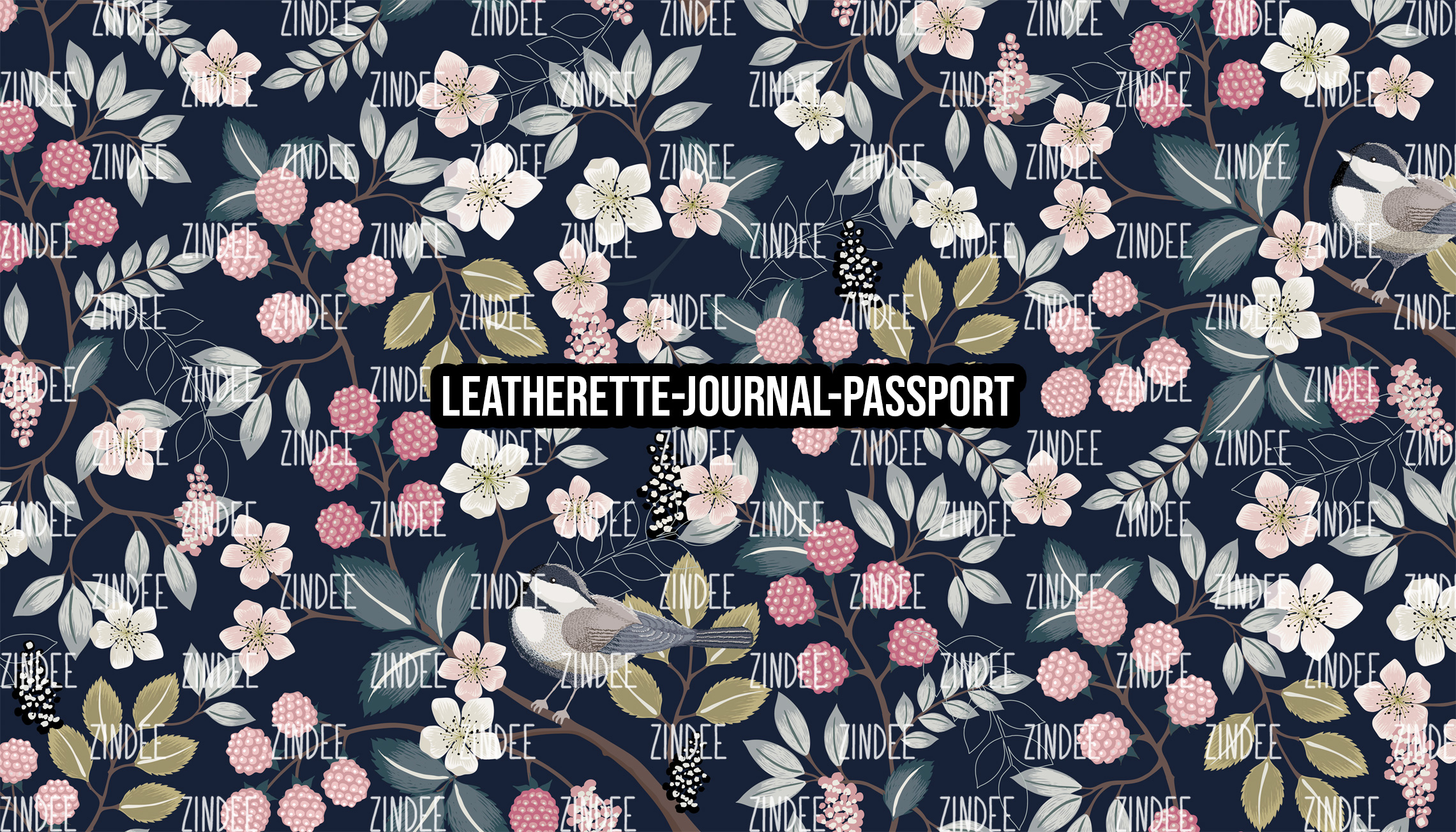 Berry Bird Floral - Journal- PASSPORT Size (Faux Leather)