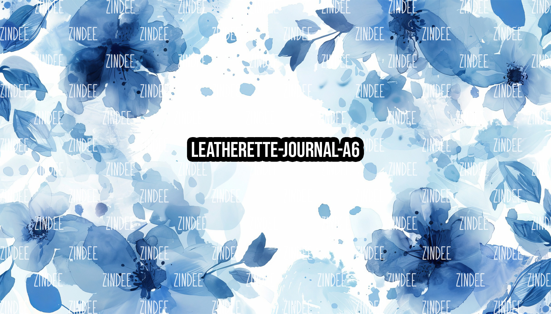 Blue Floral Watercolor - Journal Size- A6 (Faux Leather)