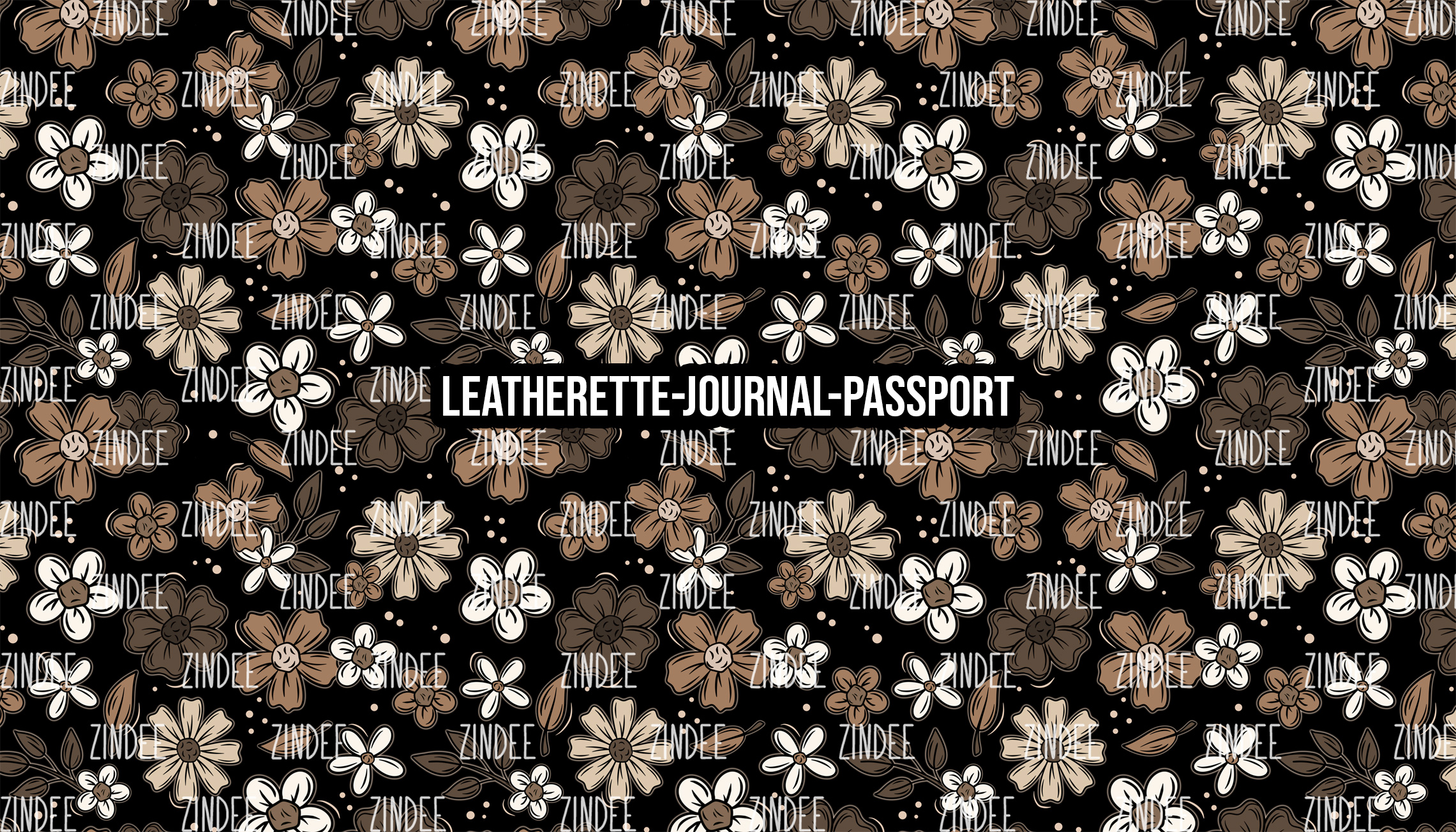 Brown Florals - Journal- PASSPORT Size (Faux Leather)