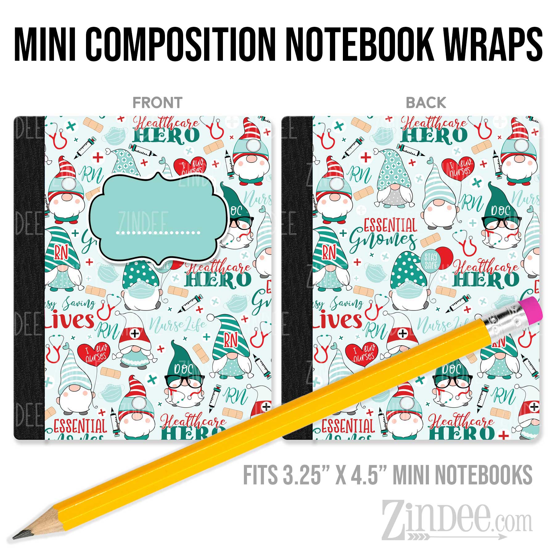 Gnome Sweet Medical – Mini Composition Notebook Wrap (3.25" x 4.5") | Vinyl Notebook Cover