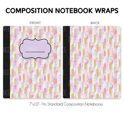 Purple Dots Brush Strokes – Composition Notebook Wrap (Classic) | Vinyl Notebook Cover