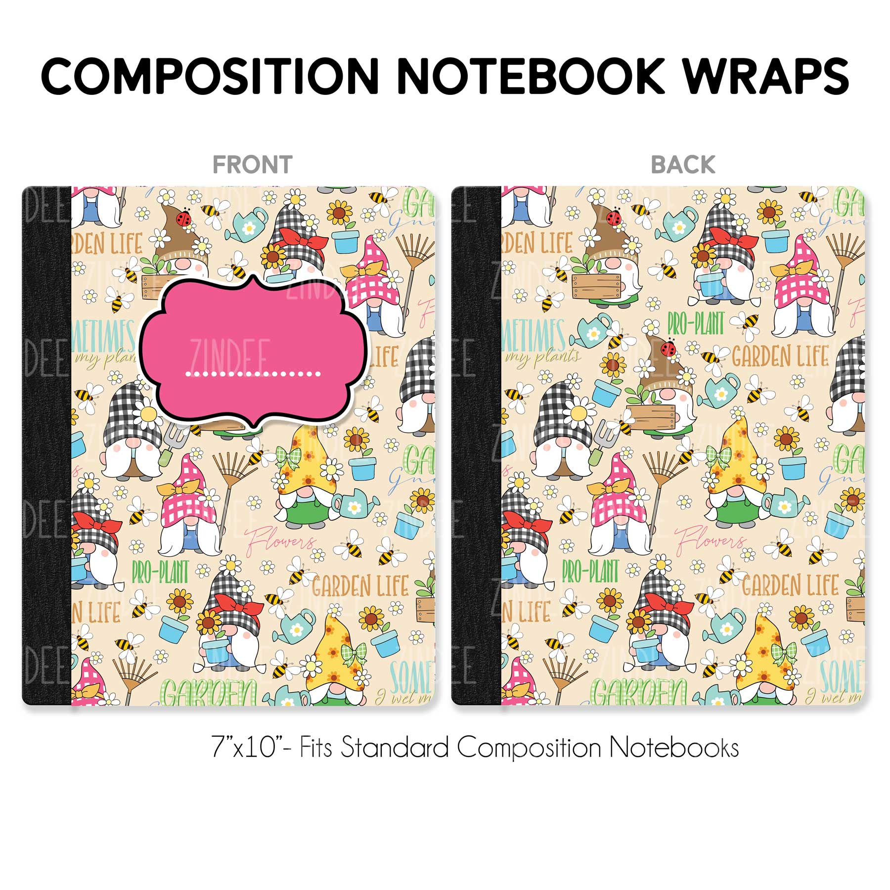 Gnome Sweet Garden – Composition Notebook Wrap (Classic) | Vinyl Notebook Cover