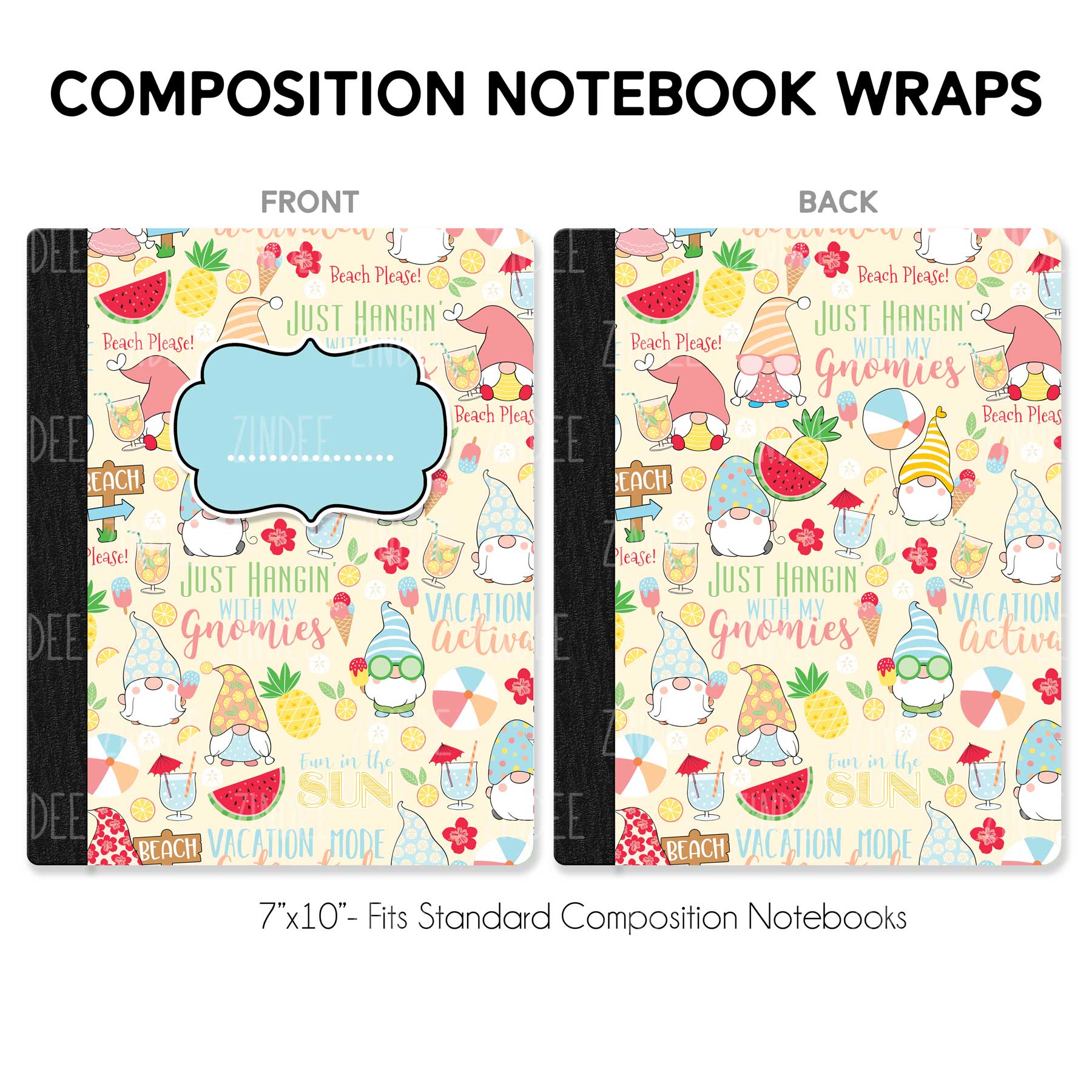 Gnome Sweet Tropical – Composition Notebook Wrap (Classic) | Vinyl Notebook Cover