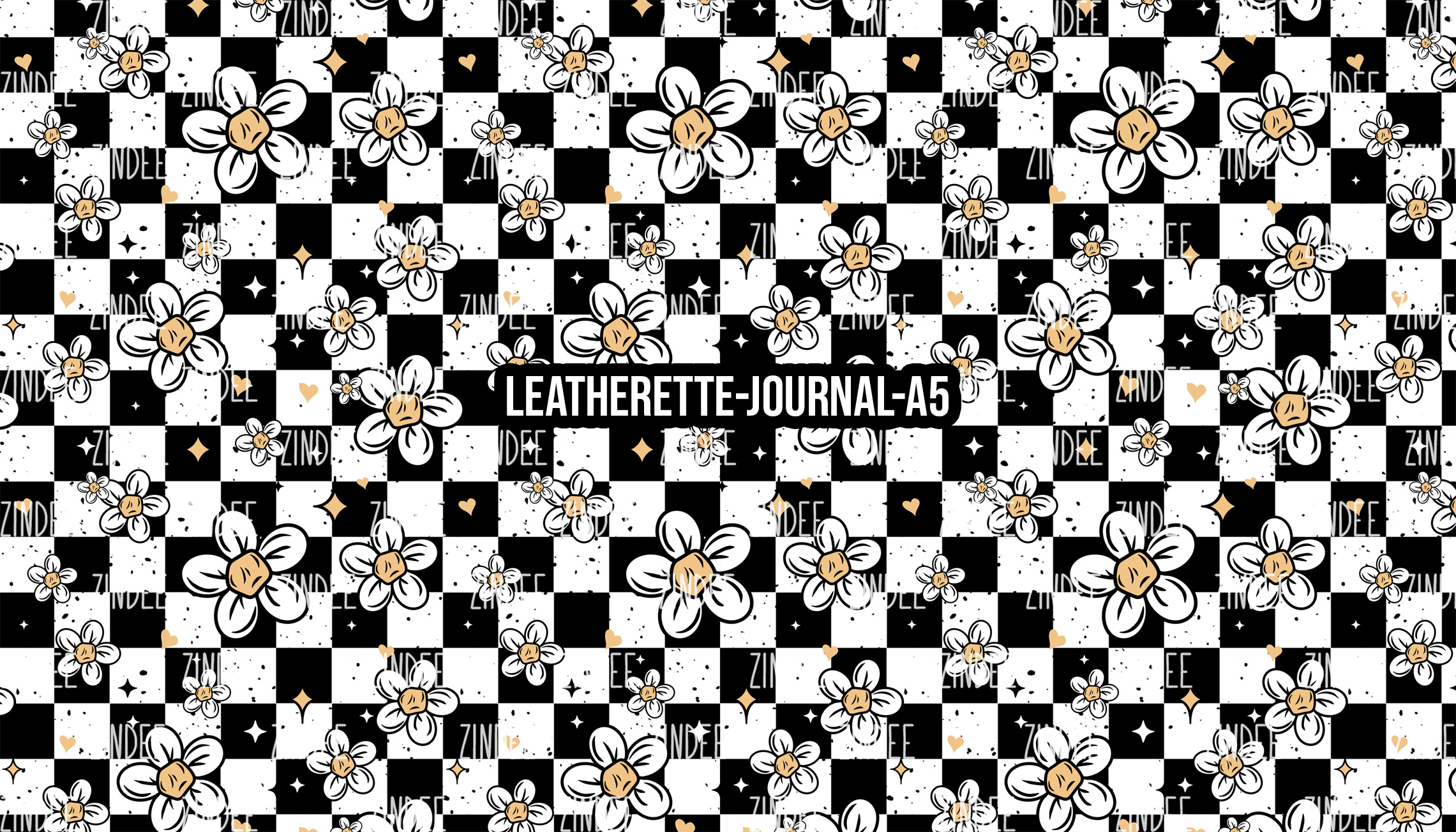 Daisy Checker - Journal Size- A5 (Faux Leather)