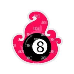 Fire 8 Ball – Acrylic Badge Reel Blank (2") No Hole | Optional Sticker or UV DTF