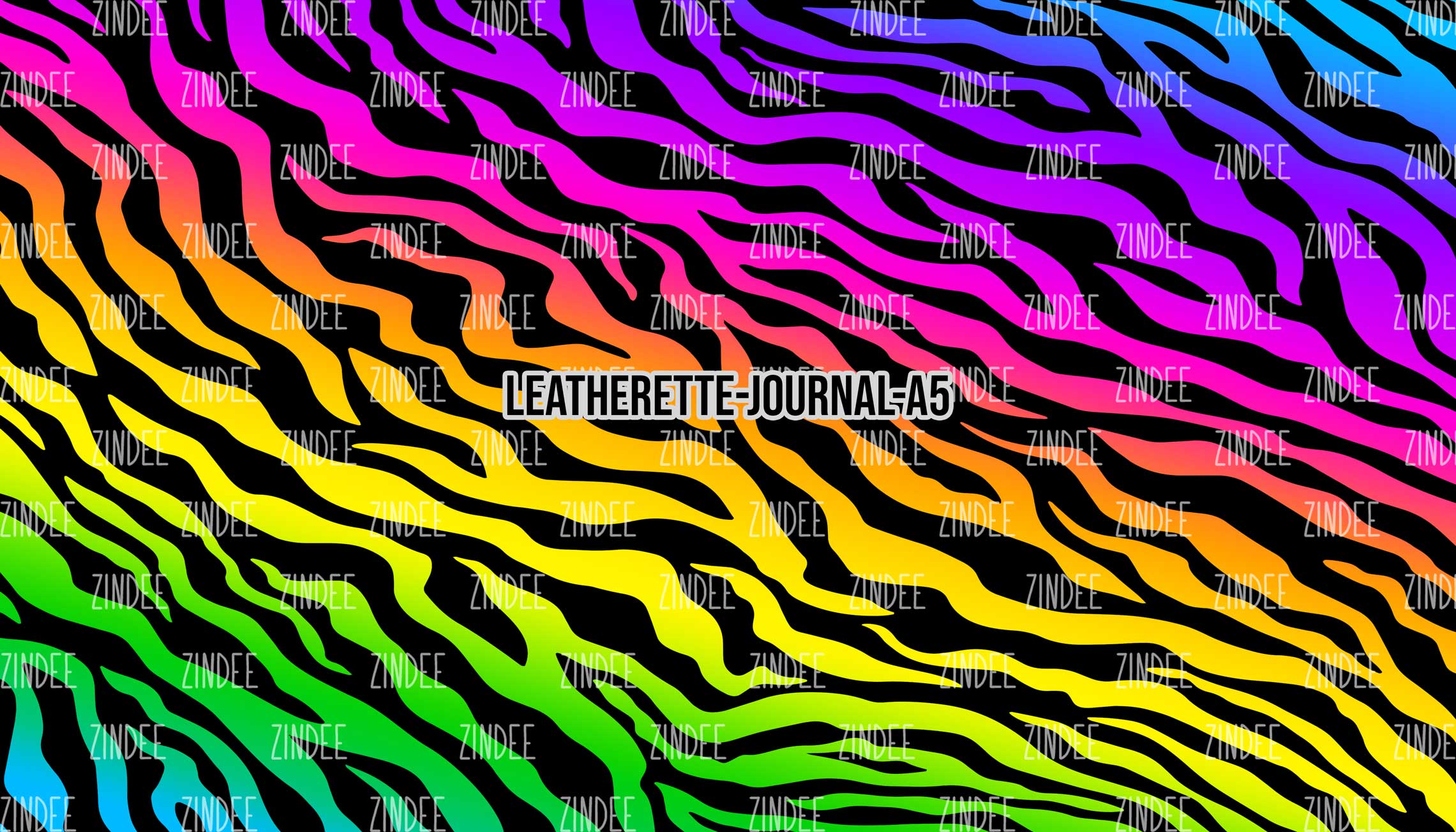 Rainbow Zebra - Journal Size- A5 (Faux Leather)