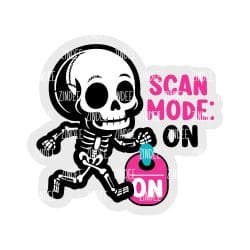 Scan Mode On Skelly - Badge Reel Blank (2") NO HOLE | Also Available as Sticker or UV DTF