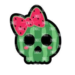 Watermelon Skull – Acrylic Badge Reel Blank (2") No Hole | Optional Sticker or UV DTF