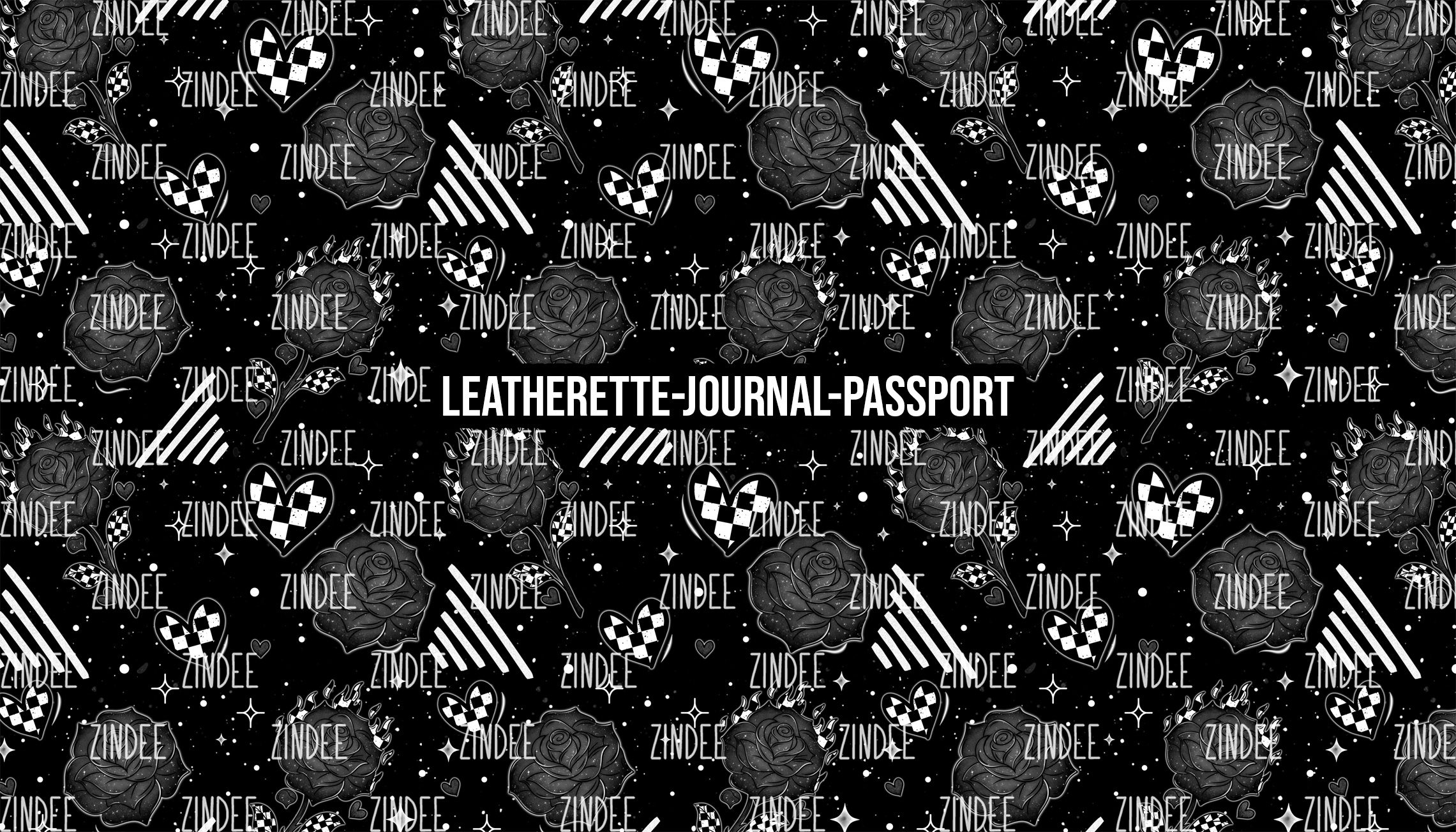 Checker Hearts and Roses - Journal- PASSPORT Size (Faux Leather)