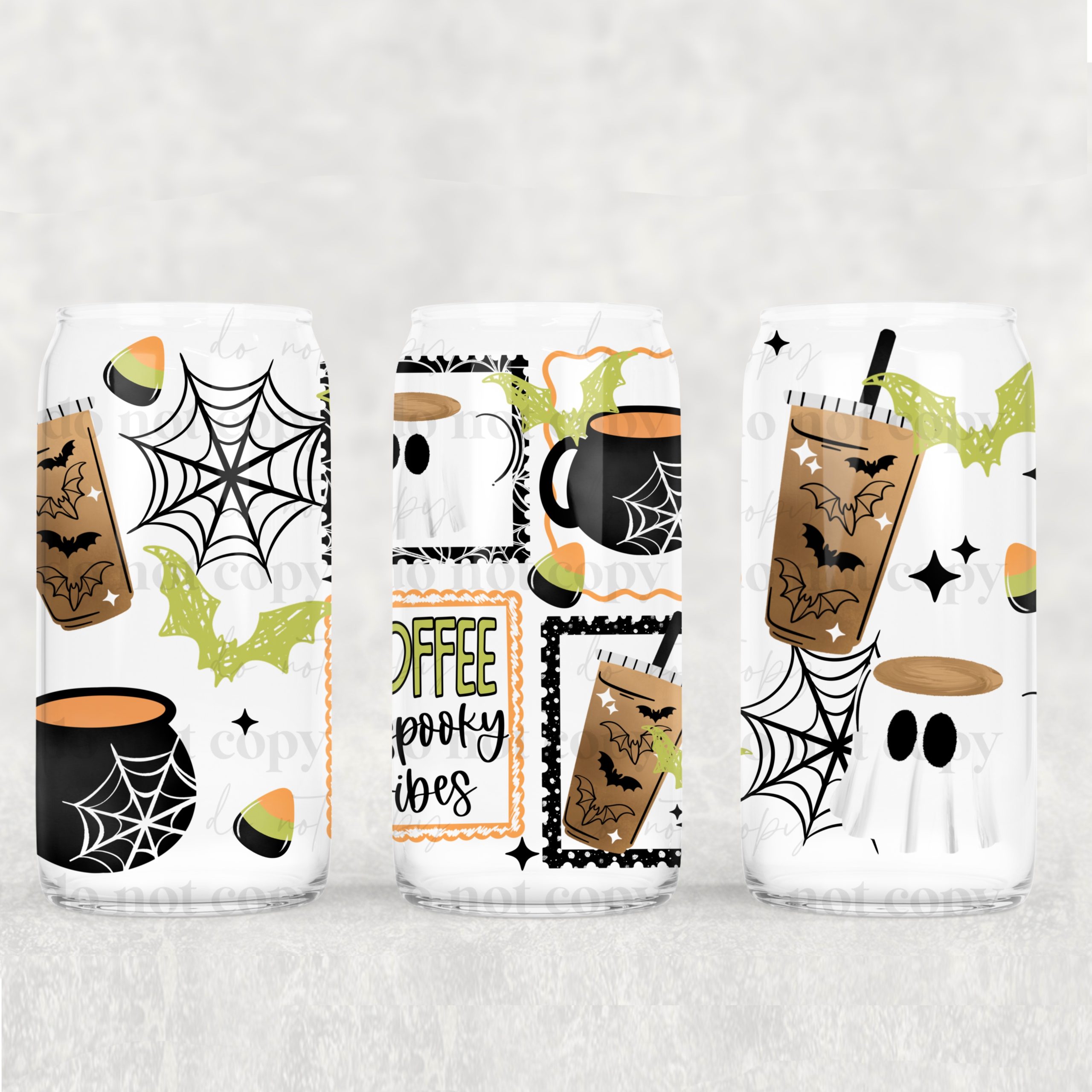 Coffee Spooky Vibes UV DTF Can Wrap