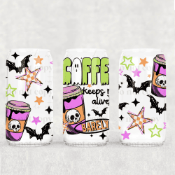 Coffee Keeps Me Alive UV DTF Can Wrap