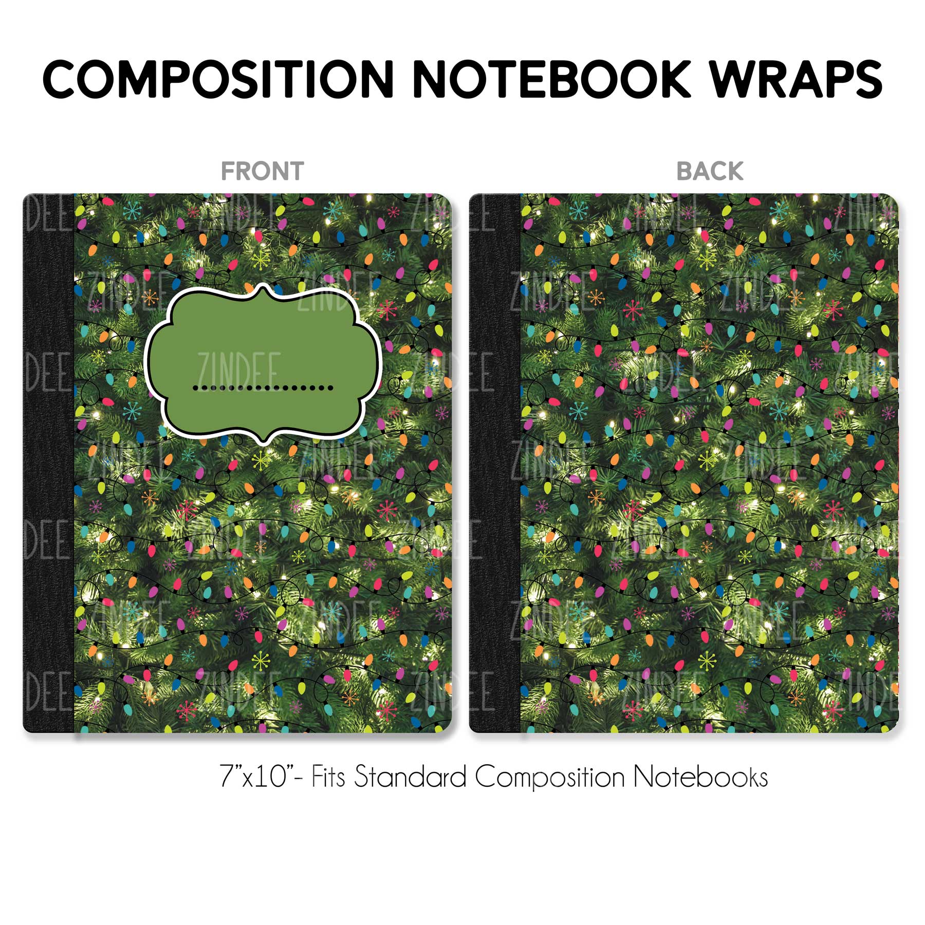 Holiday Lights Real Branches – Composition Notebook Wrap (Classic) | Vinyl Notebook Cover