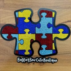 Autism Puzzle Piece- Glass Rhinestone Art Box