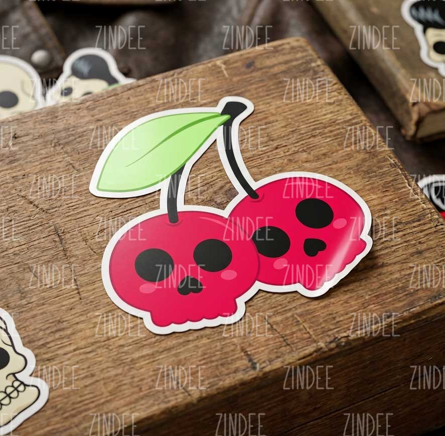 Skull Cherries Sticker - Image 3