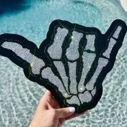 Shaka Skeleton- Glass Rhinestone Art Box