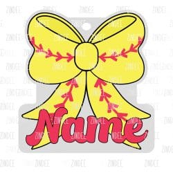 Softball Bow Hair Tie Holder- Pony Tail | Also Available as Sticker or UV DTF