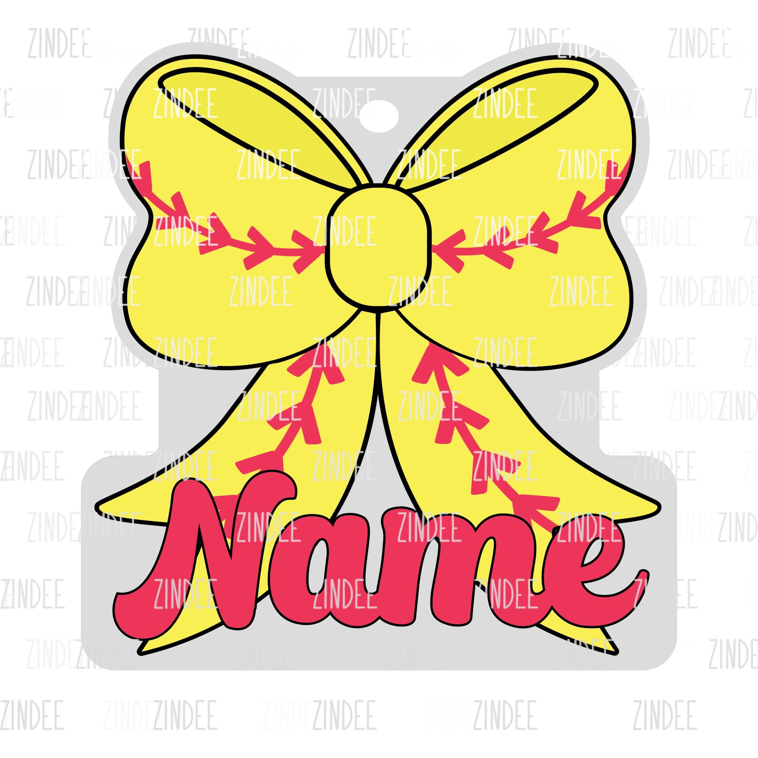 Softball Bow Hair Tie Holder- Pony Tail | Also Available as Sticker or UV DTF