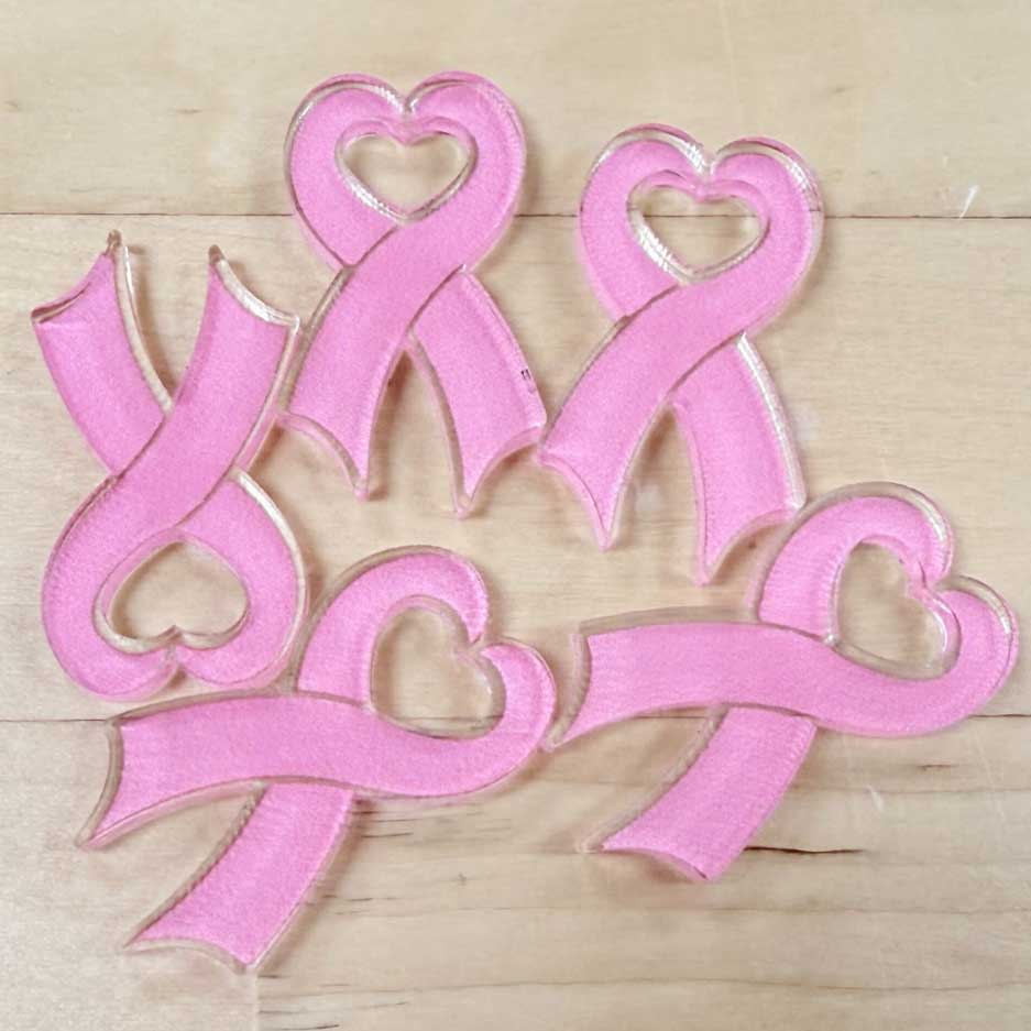 Heart Awareness Ribbon Breast Cancer Charms - 1.5 inch (10 pack)
