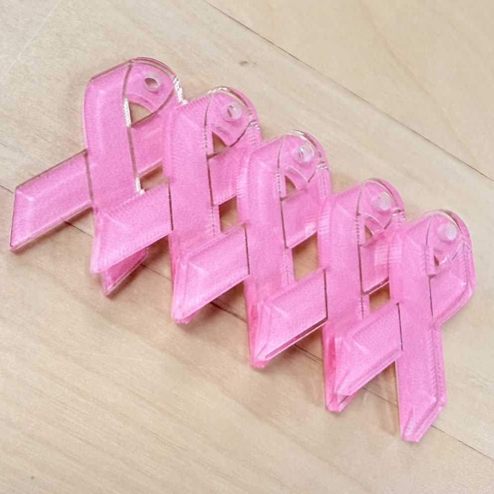 Pink Awareness Ribbon Breast Cancer Charms - 1.5 inch (10 pack)