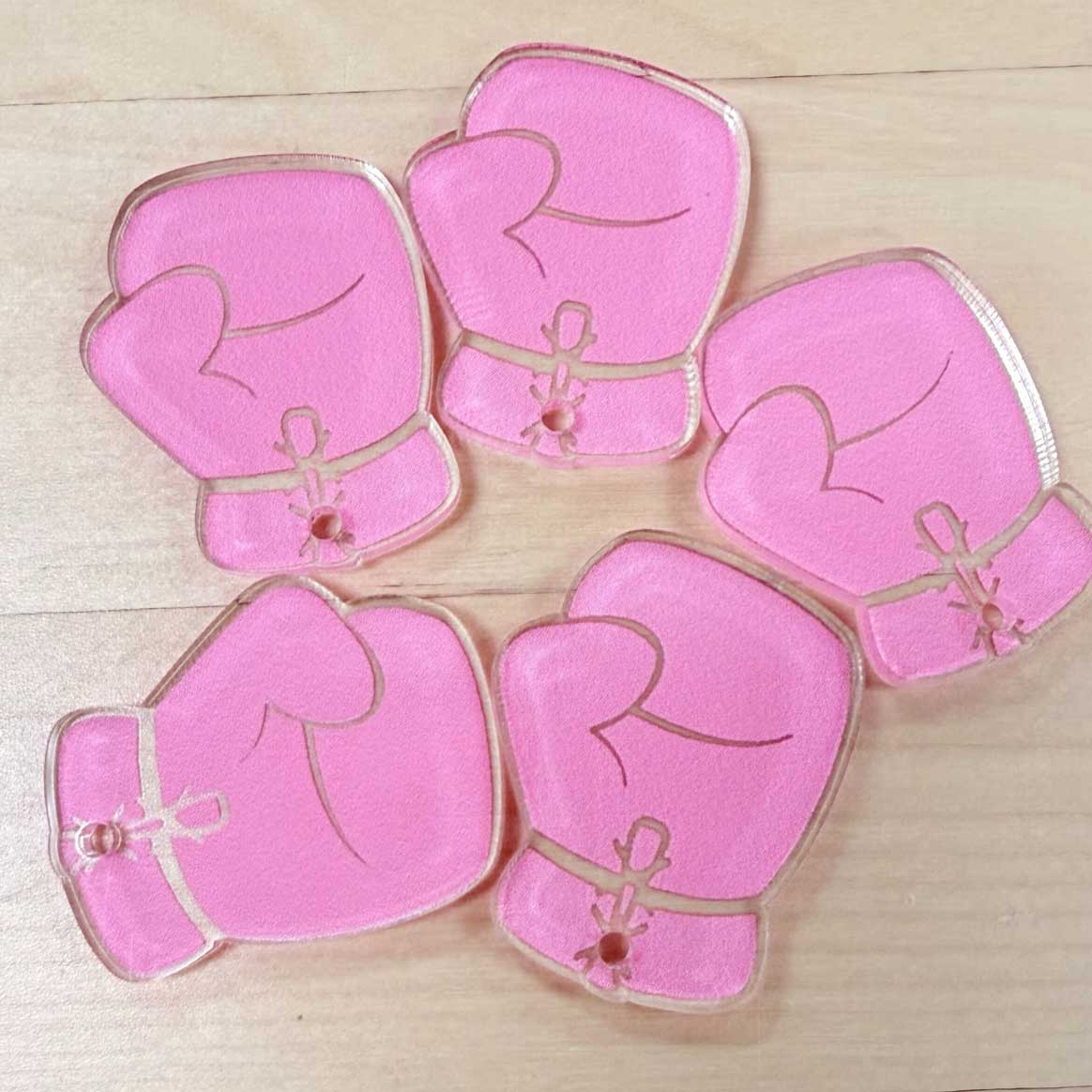 Pink Boxing Glove Breast Cancer Charms - 1.5 inch (10 pack)