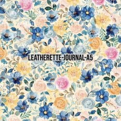 Navy Watercolor Blooms Yellow- Journal Size- A5 (Faux Leather)