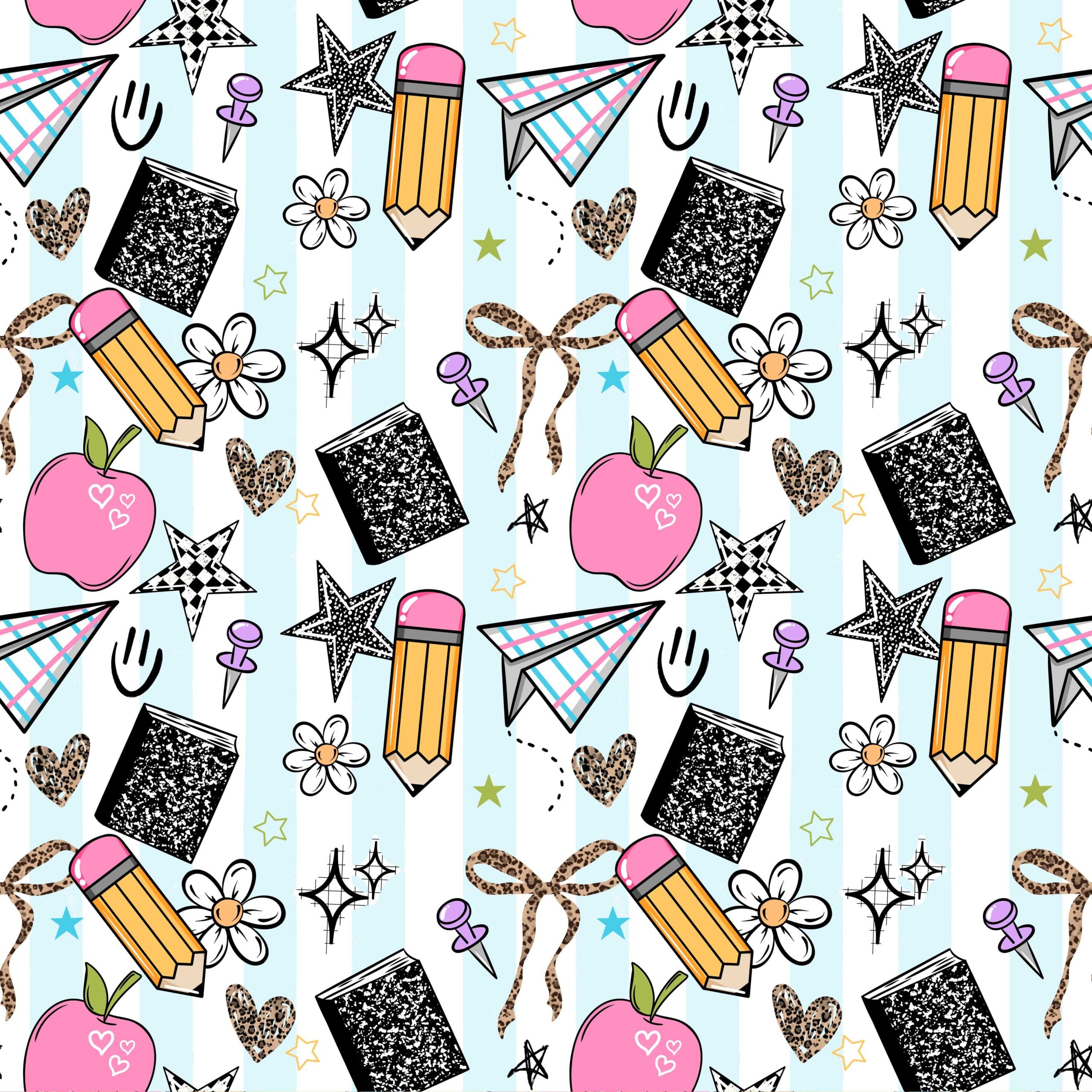 School Things Collage seamless (vinyl)