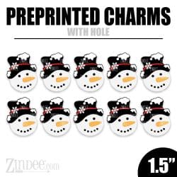 Snowman Head Charms - 1.5 inch (10 pack)